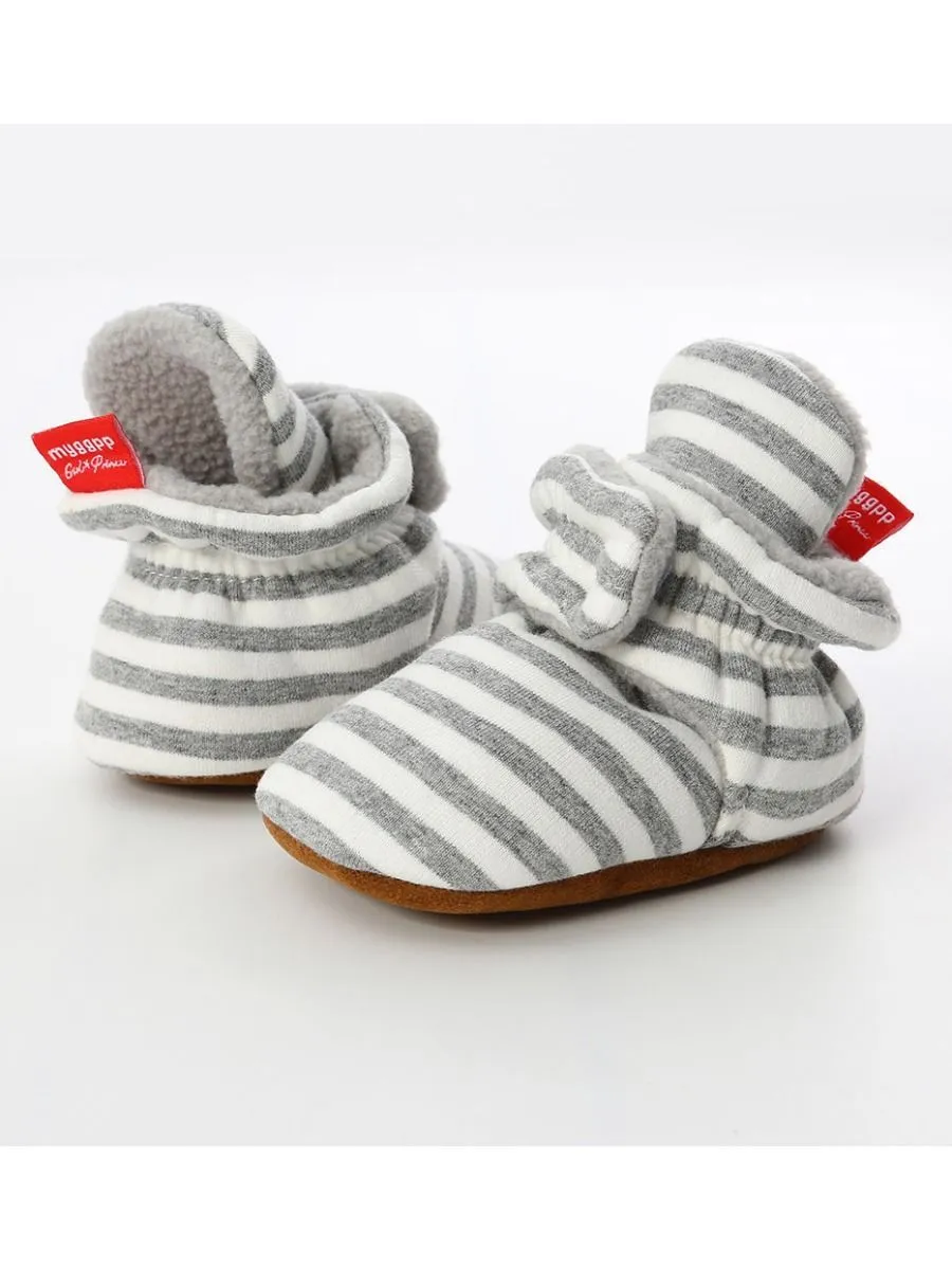 Adorable Baby Stripe Furry Pre-walker Shoes