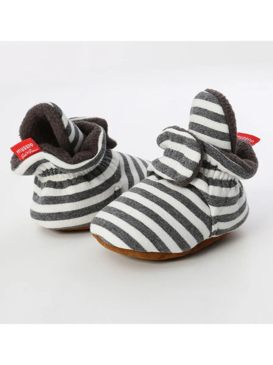 Adorable Baby Stripe Furry Pre-walker Shoes