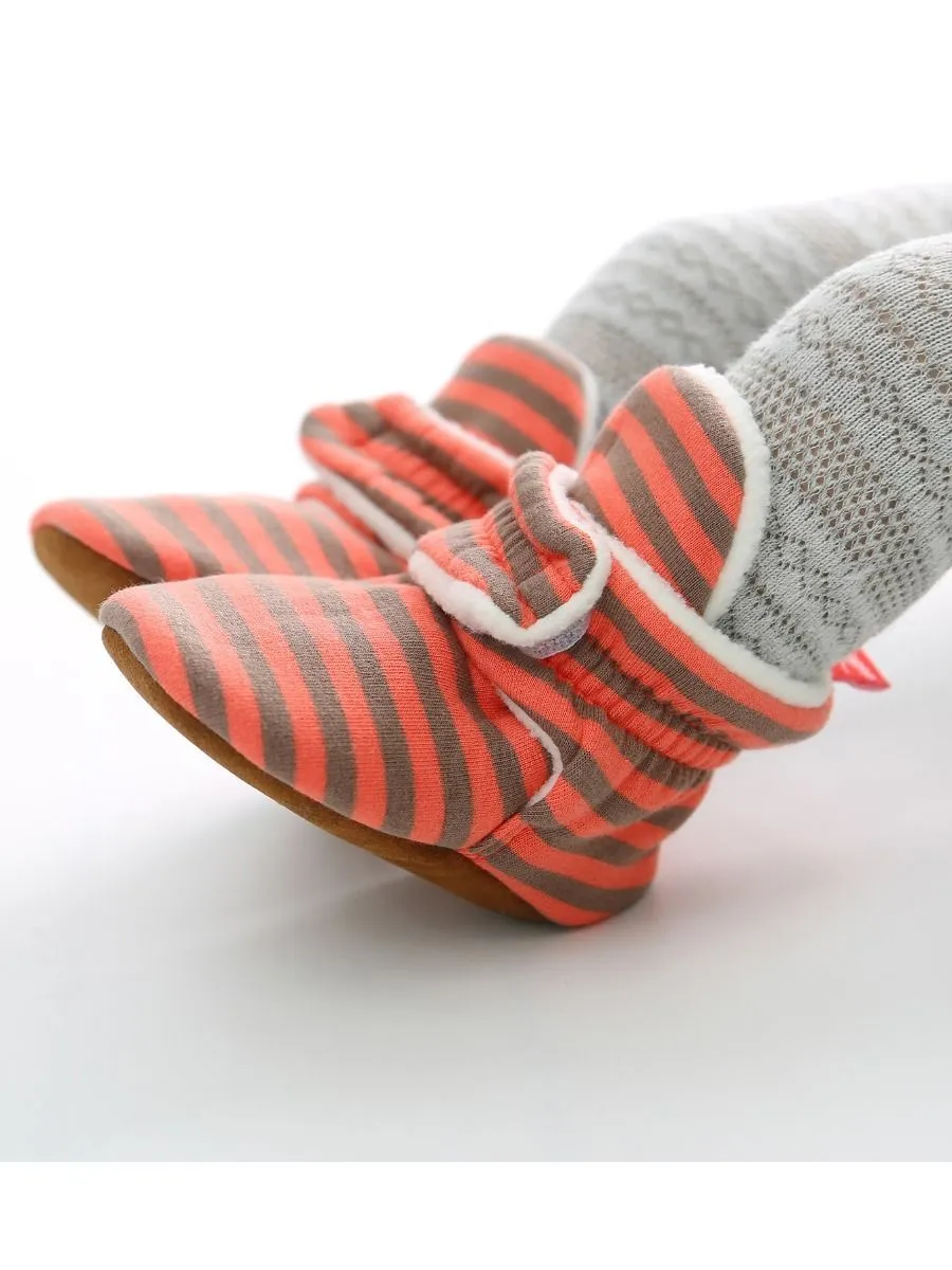 Adorable Baby Stripe Furry Pre-walker Shoes