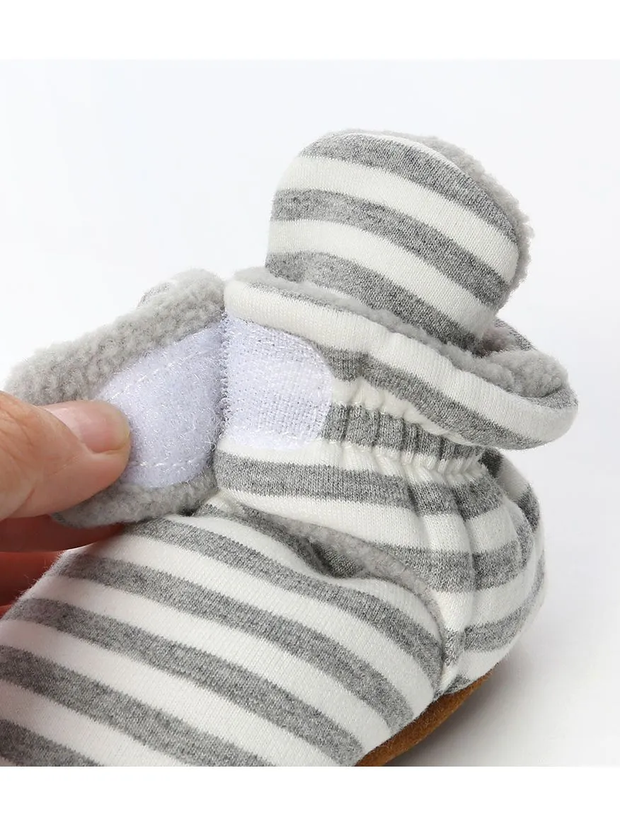 Adorable Baby Stripe Furry Pre-walker Shoes