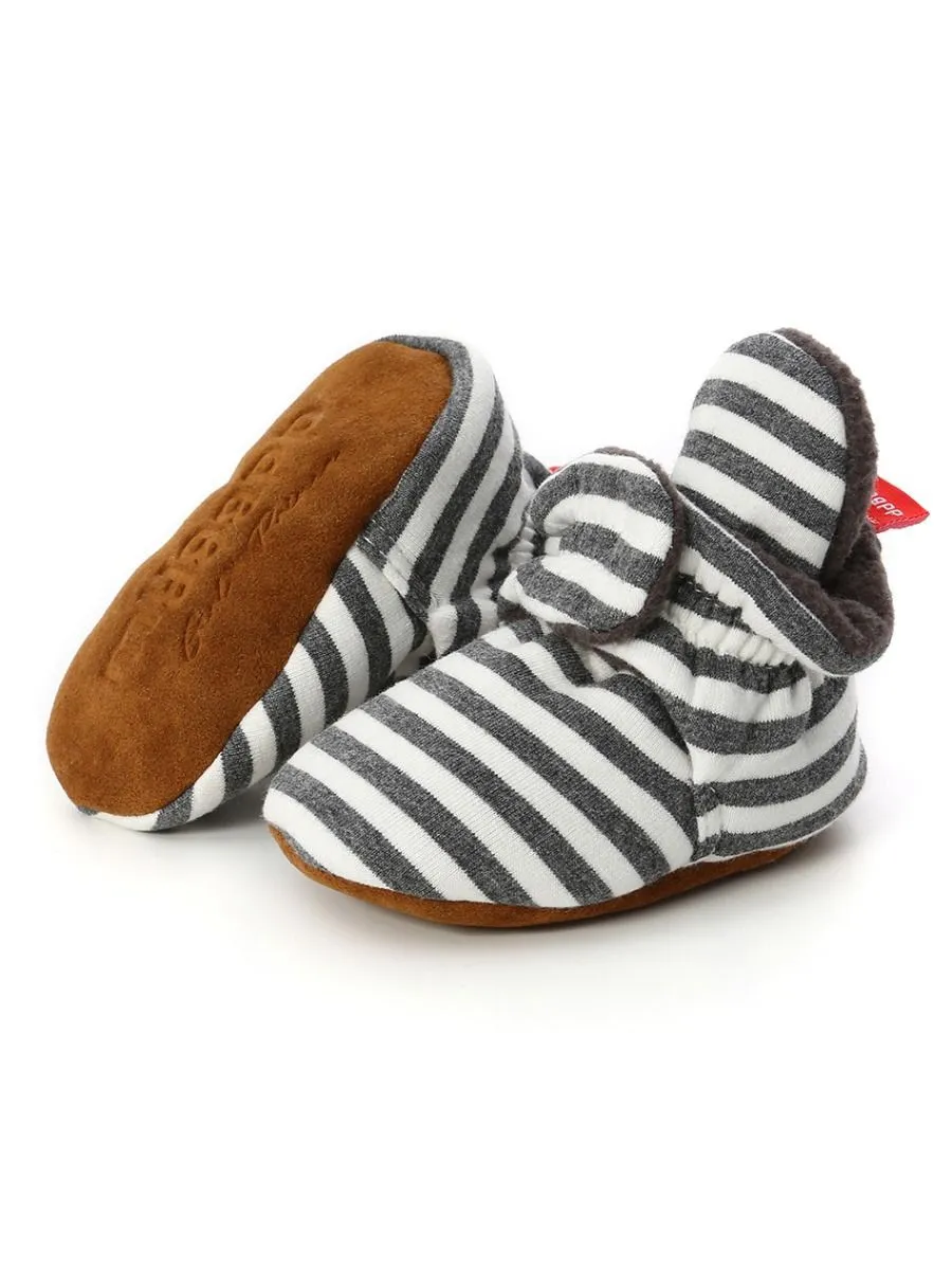 Adorable Baby Stripe Furry Pre-walker Shoes