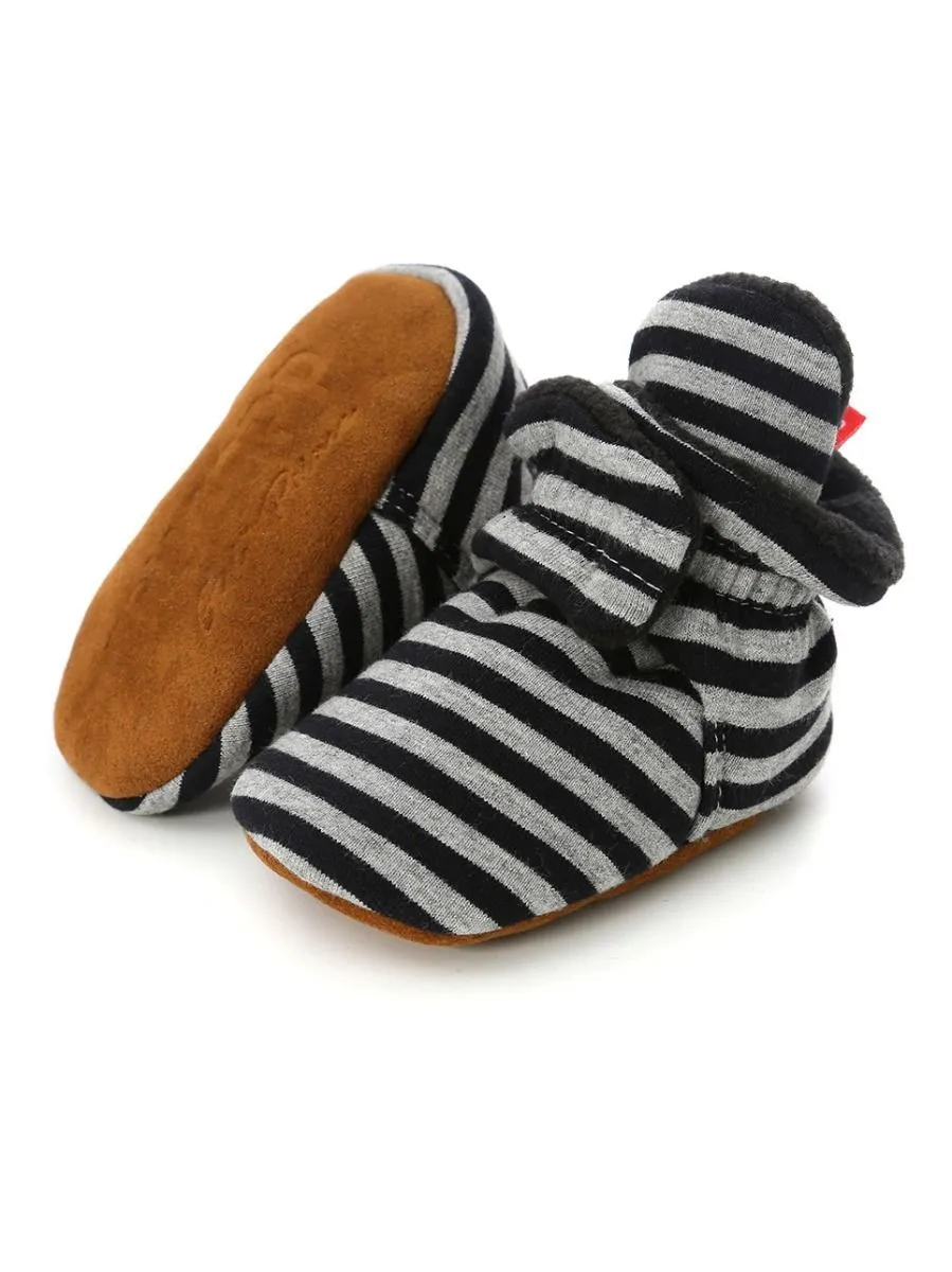 Adorable Baby Stripe Furry Pre-walker Shoes