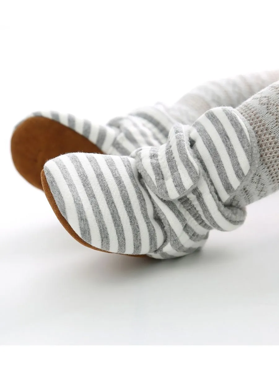 Adorable Baby Stripe Furry Pre-walker Shoes