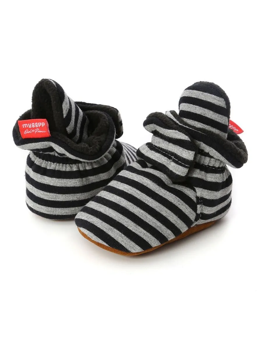 Adorable Baby Stripe Furry Pre-walker Shoes