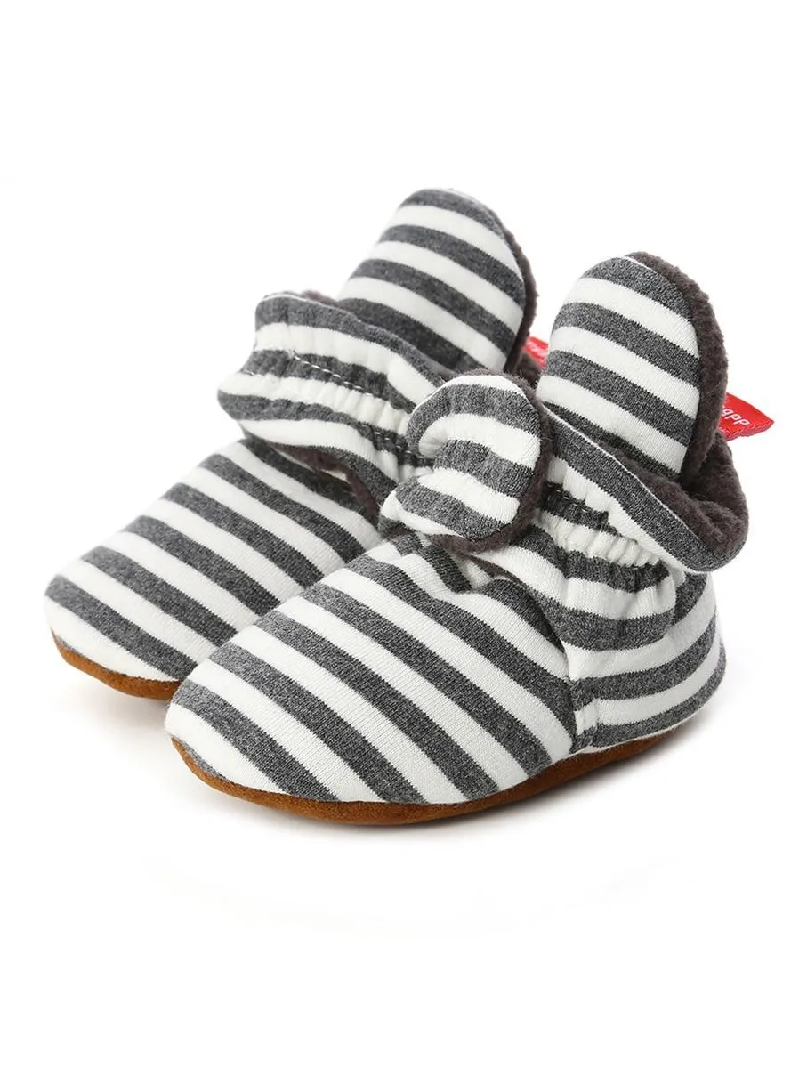 Adorable Baby Stripe Furry Pre-walker Shoes