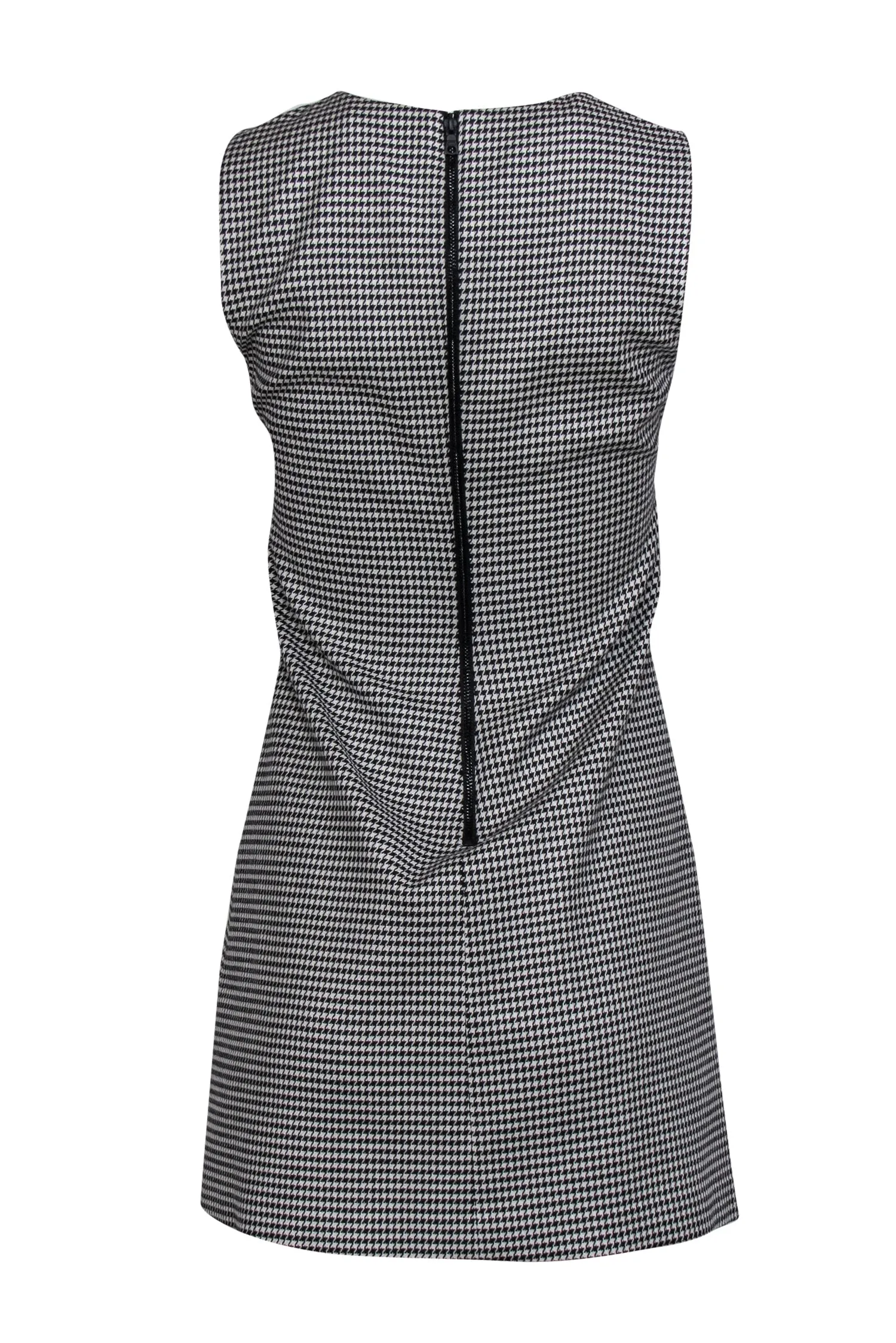 Alice & Olivia - White & Black Houndstooth Print Sleeveless Shift Dress Sz 0