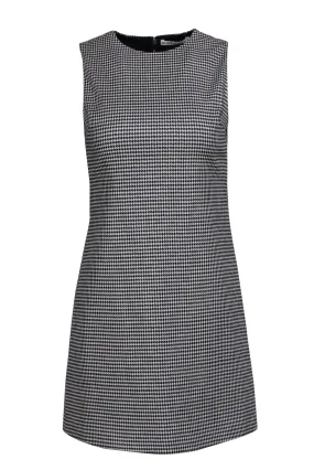 Alice & Olivia - White & Black Houndstooth Print Sleeveless Shift Dress Sz 0