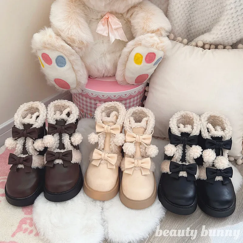 Beauty Bunny~Furry Bear~Winter Cute Lolita Shoes Short Snow Boots