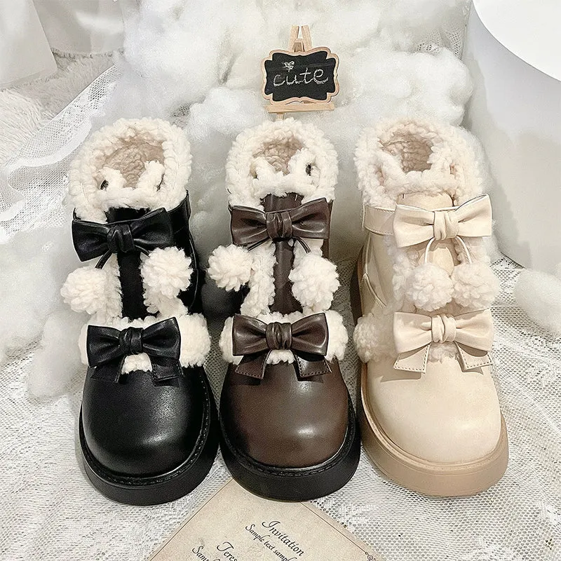 Beauty Bunny~Furry Bear~Winter Cute Lolita Shoes Short Snow Boots