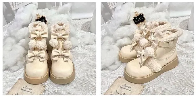 Beauty Bunny~Furry Bear~Winter Cute Lolita Shoes Short Snow Boots