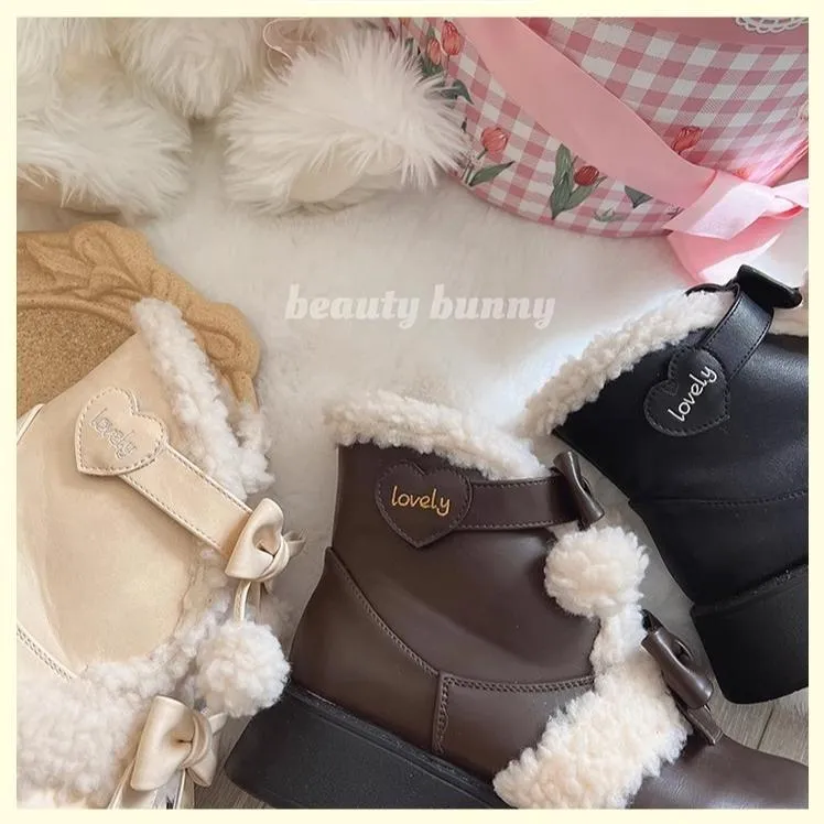 Beauty Bunny~Furry Bear~Winter Cute Lolita Shoes Short Snow Boots