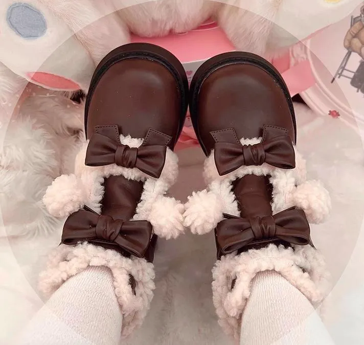 Beauty Bunny~Furry Bear~Winter Cute Lolita Shoes Short Snow Boots