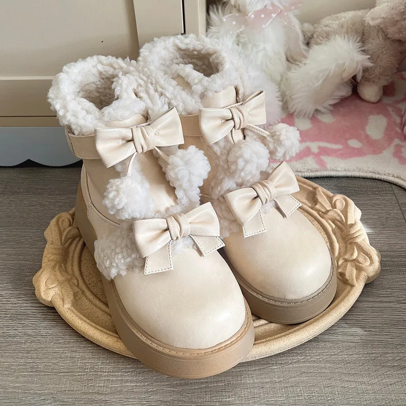 Beauty Bunny~Furry Bear~Winter Cute Lolita Shoes Short Snow Boots