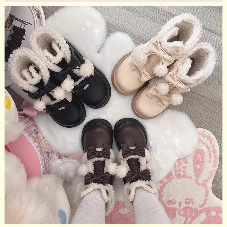 Beauty Bunny~Furry Bear~Winter Cute Lolita Shoes Short Snow Boots