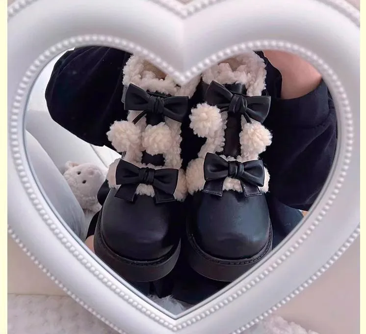 Beauty Bunny~Furry Bear~Winter Cute Lolita Shoes Short Snow Boots