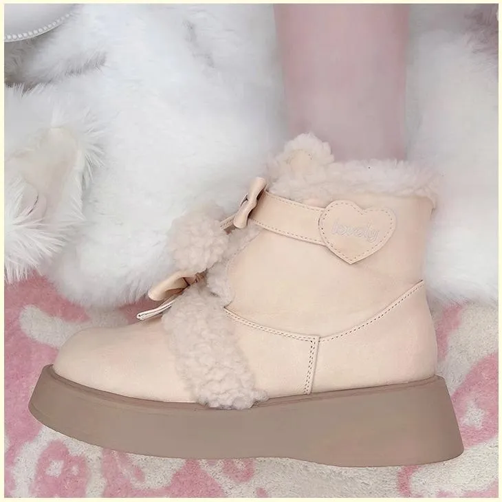 Beauty Bunny~Furry Bear~Winter Cute Lolita Shoes Short Snow Boots