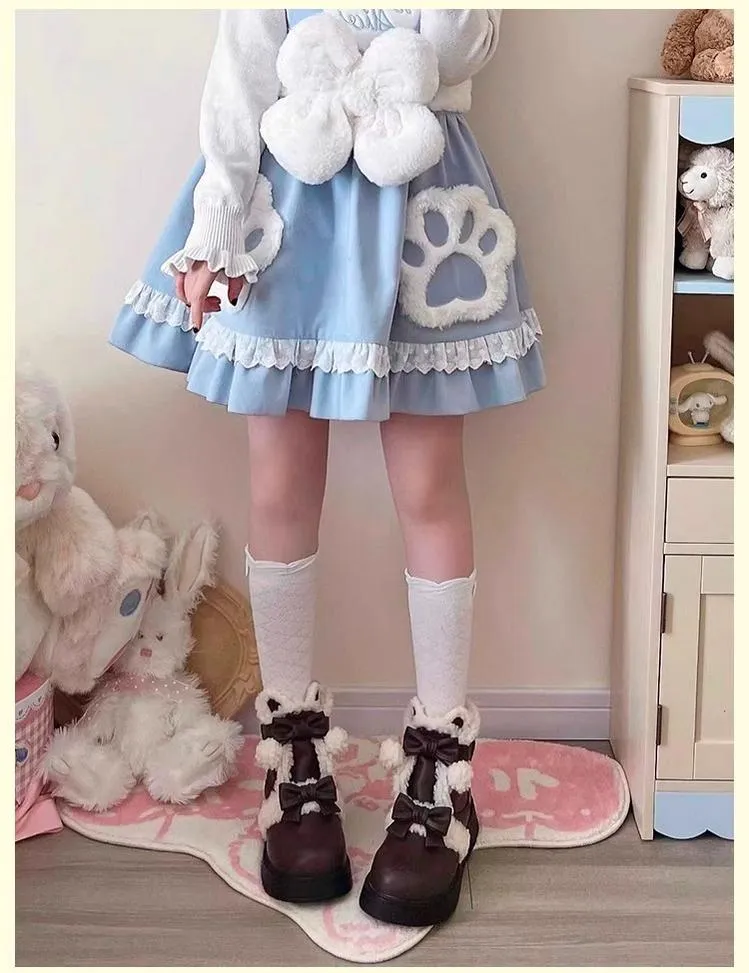 Beauty Bunny~Furry Bear~Winter Cute Lolita Shoes Short Snow Boots