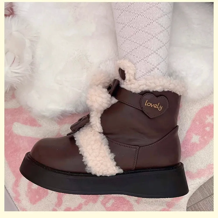 Beauty Bunny~Furry Bear~Winter Cute Lolita Shoes Short Snow Boots