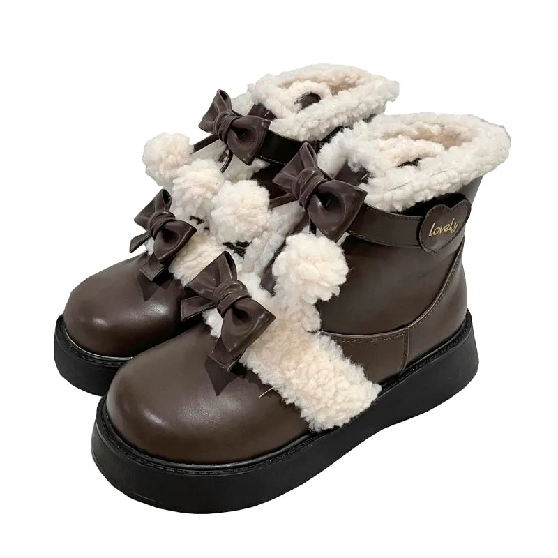 Beauty Bunny~Furry Bear~Winter Cute Lolita Shoes Short Snow Boots