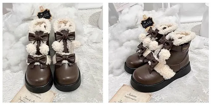 Beauty Bunny~Furry Bear~Winter Cute Lolita Shoes Short Snow Boots