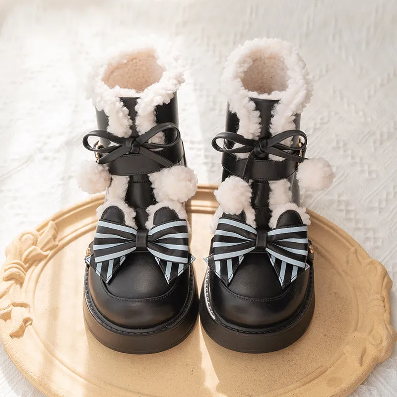 Beauty Bunny~Milk Bear~Winter Lolita Shoes Thick Sole Fleece Snow Boots