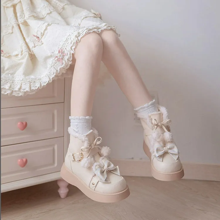 Beauty Bunny~Milk Bear~Winter Lolita Shoes Thick Sole Fleece Snow Boots