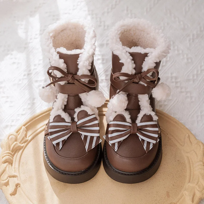 Beauty Bunny~Milk Bear~Winter Lolita Shoes Thick Sole Fleece Snow Boots