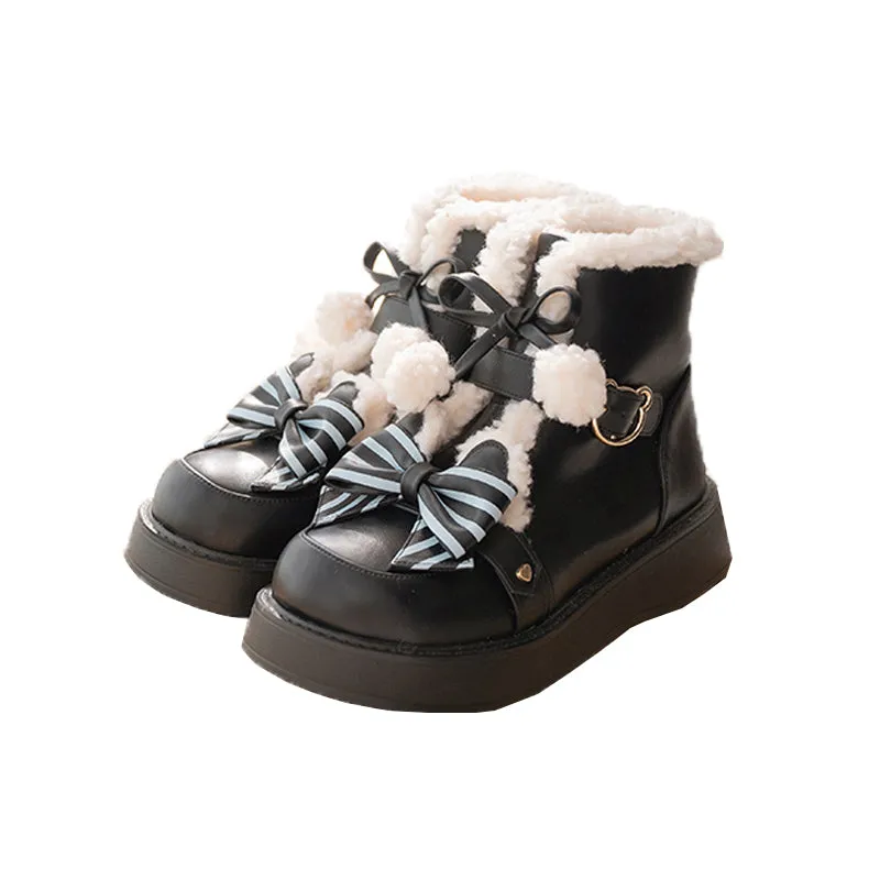 Beauty Bunny~Milk Bear~Winter Lolita Shoes Thick Sole Fleece Snow Boots