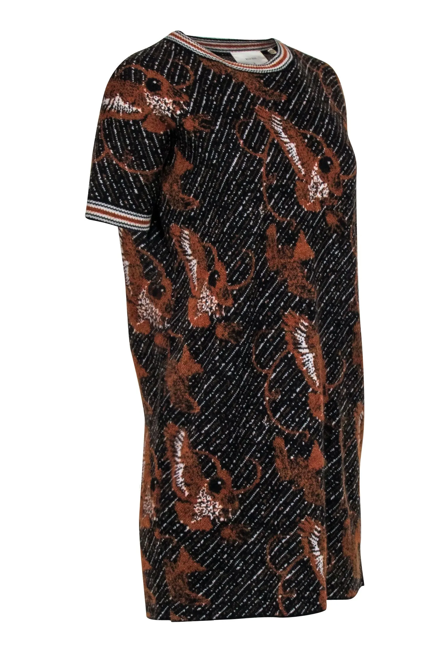 Billy Reid - Rust Orange Wool Blend Butterfly Print Dress Sz S