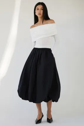 BUBBLE HEM MIDI SKIRT