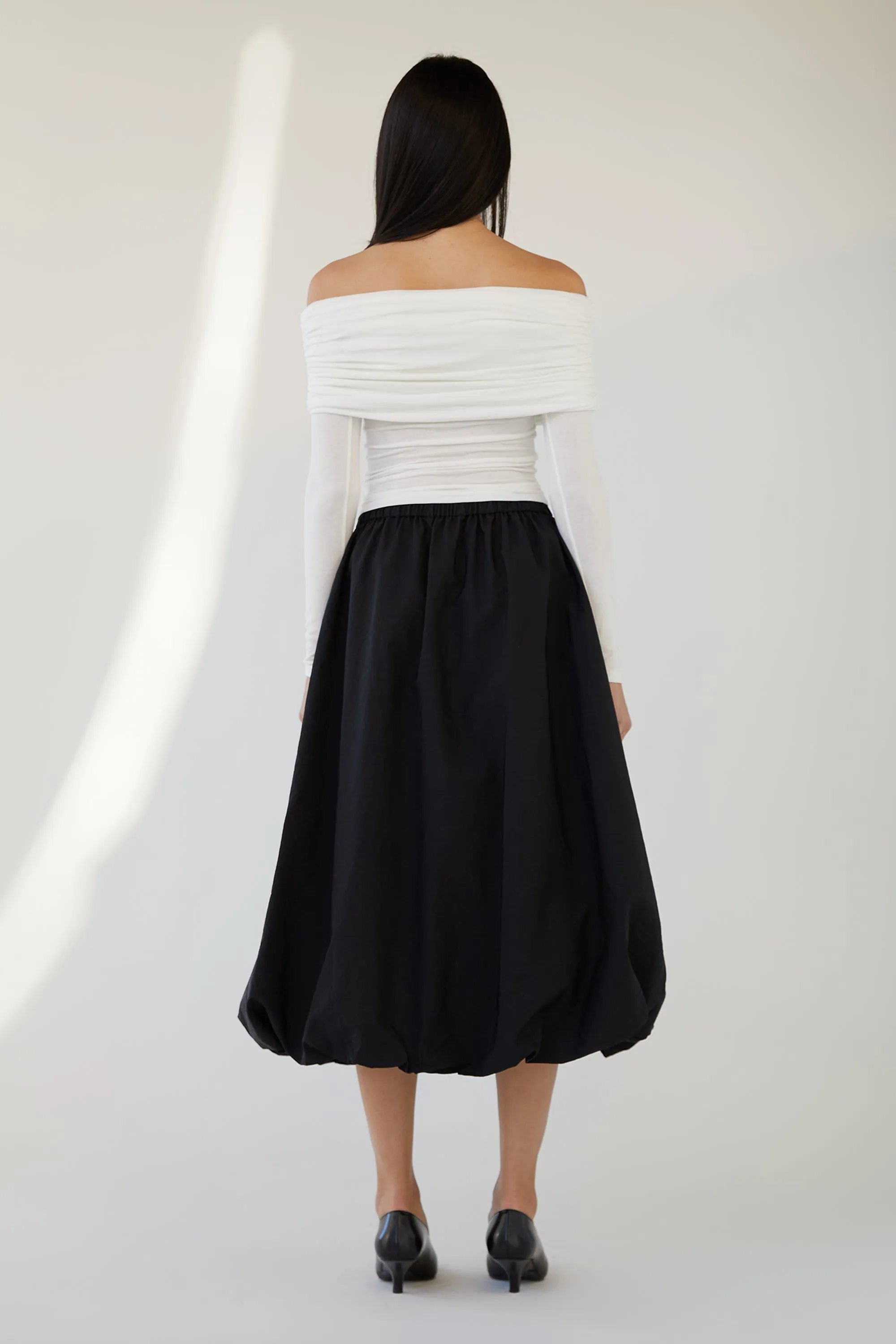 BUBBLE HEM MIDI SKIRT