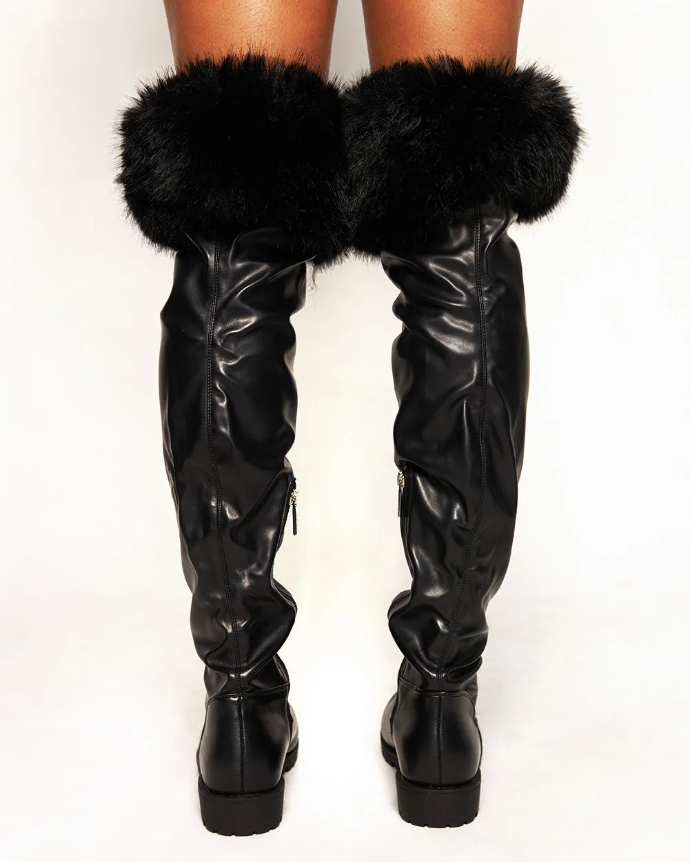 Cat Walk Furry Knee High Boots