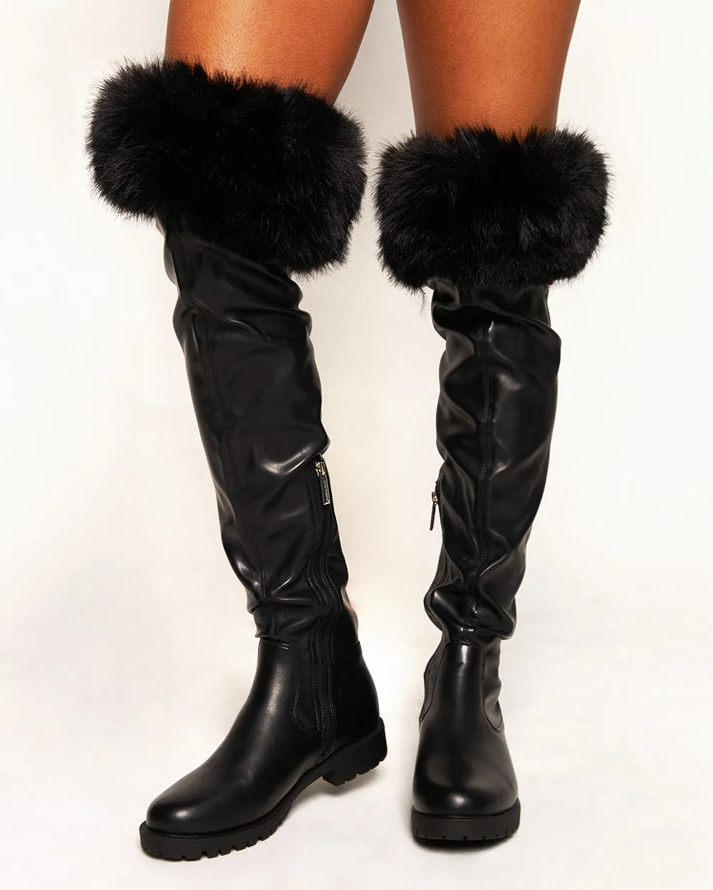 Cat Walk Furry Knee High Boots