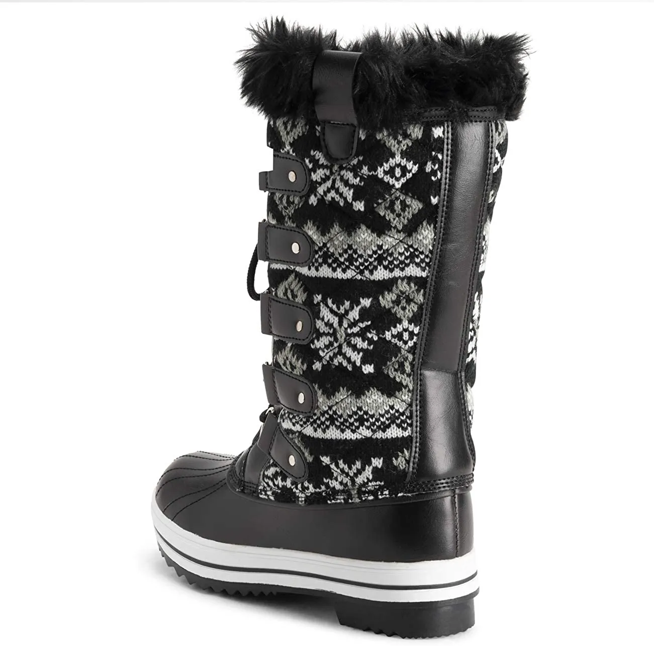 Classic Black Furry Tall Winter Women's Snow Boots