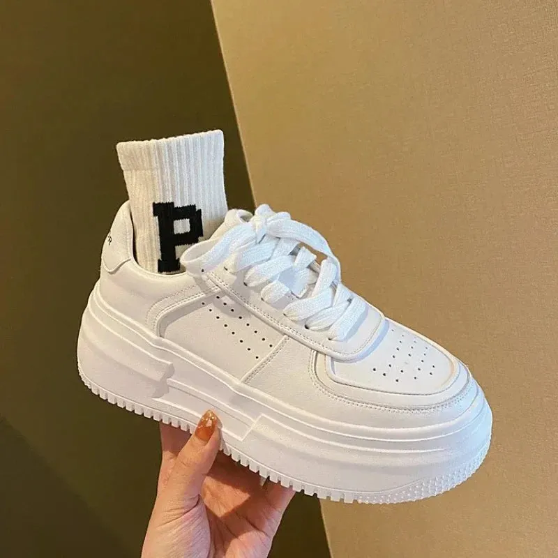 Comfortable White Platform Sneakers for Women