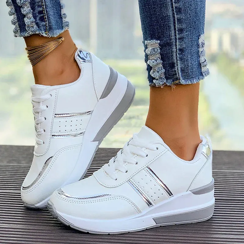 Comfortable White Wedge Sneakers for Women