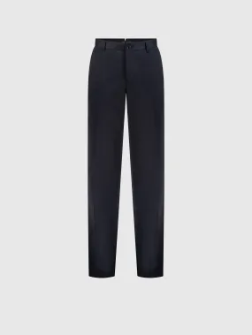 Cotton Trousers with Leather Detailing Dark Navy