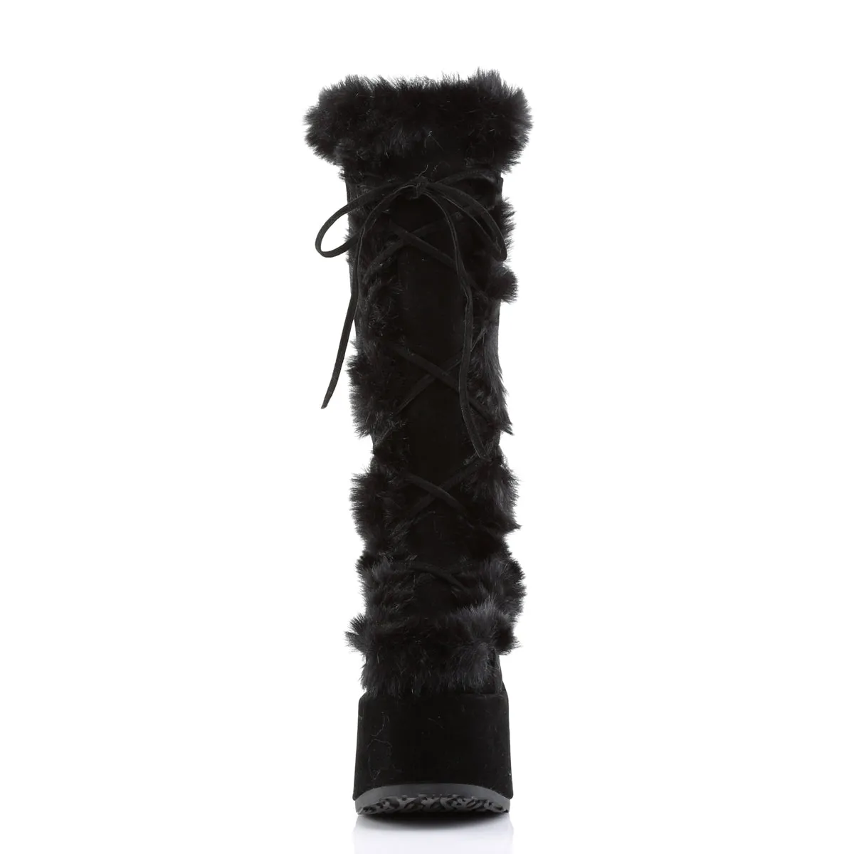 Demonia Black Furry Winter Faux Fur Boots