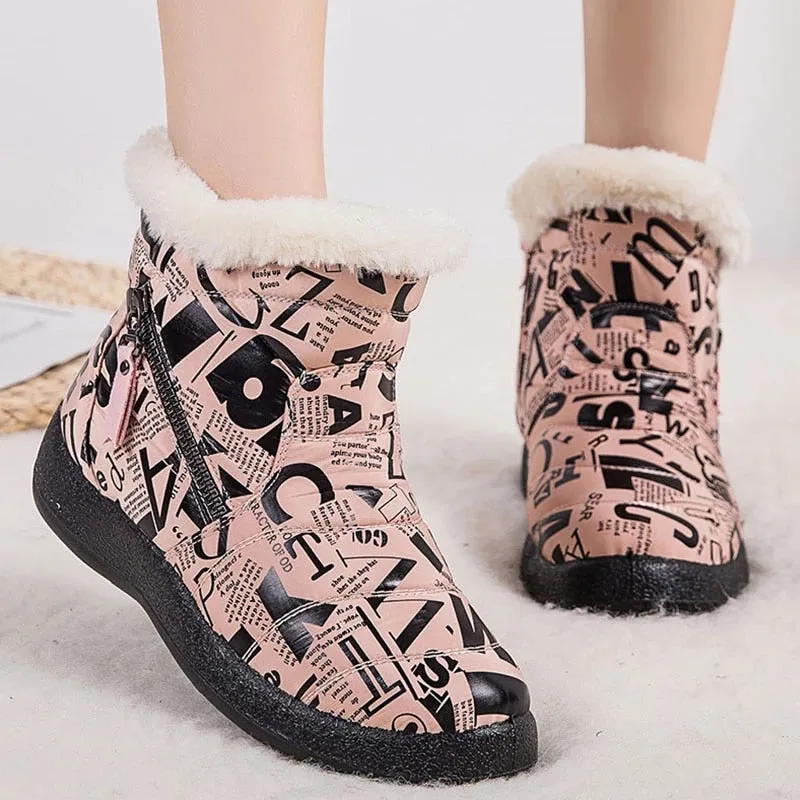 Dyavor Women Warm Winter Boots Waterproof Furred Collar Orthopedic Shoes