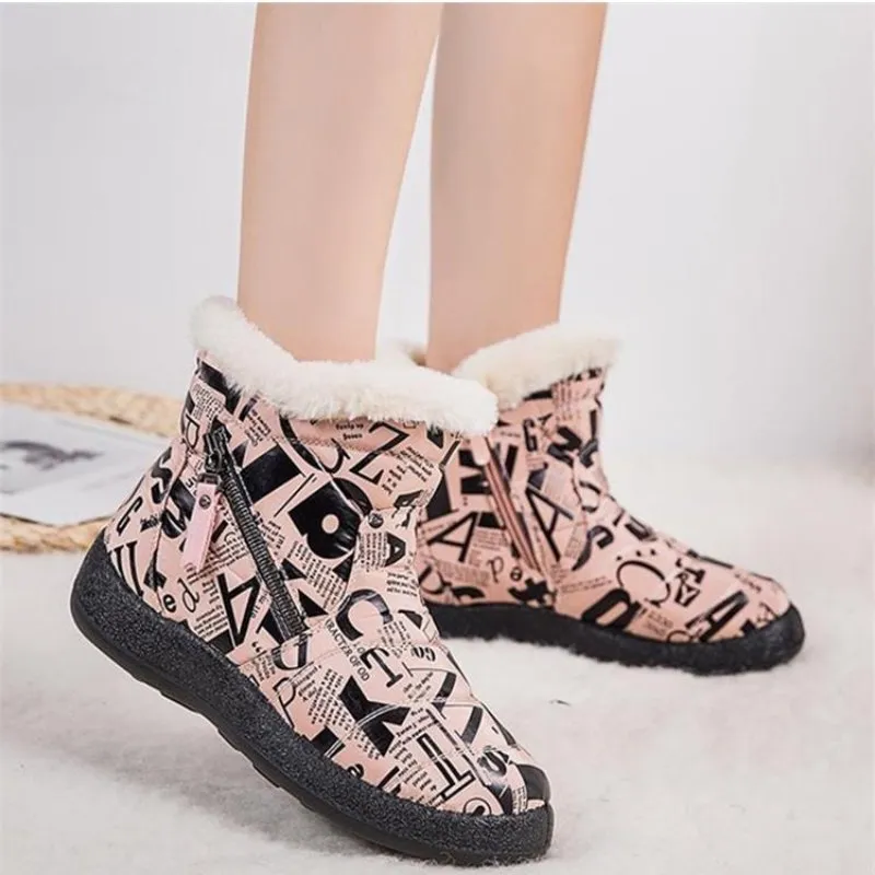 Dyavor Women Warm Winter Boots Waterproof Furred Collar Orthopedic Shoes