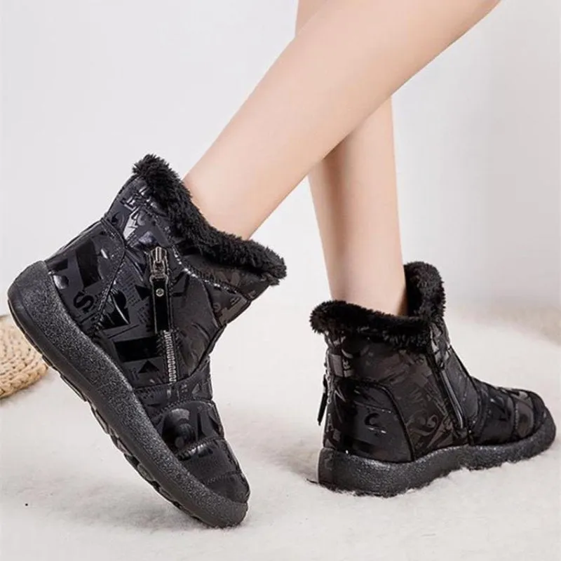 Dyavor Women Warm Winter Boots Waterproof Furred Collar Orthopedic Shoes