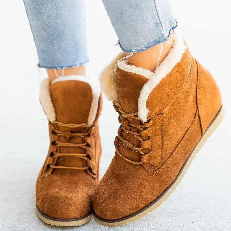 elveswallet Lace up Plush Warm Internal Increase Boots