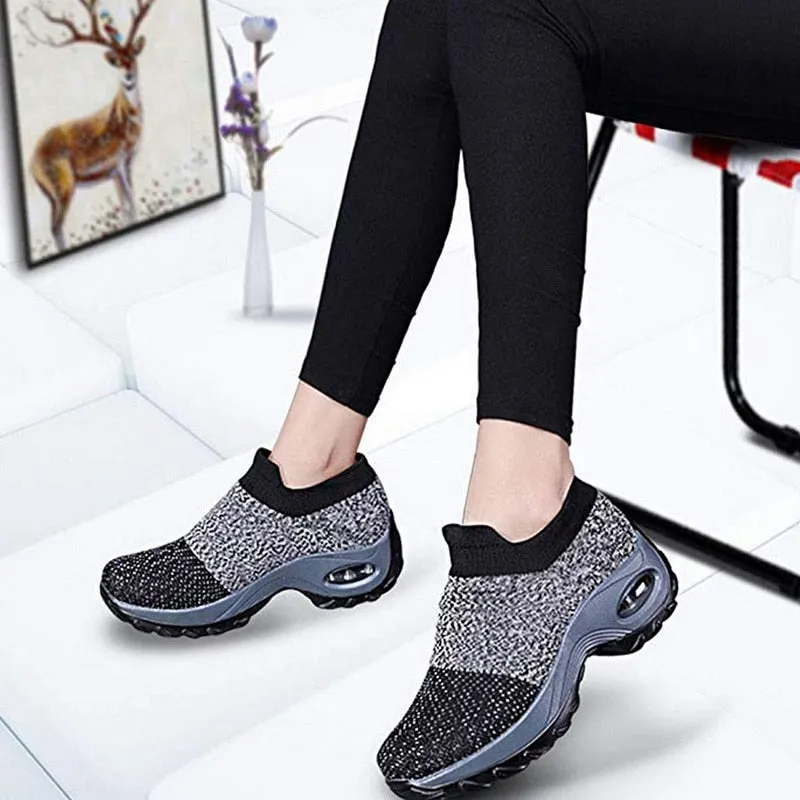 Fashion Breathable Mesh Casual Shoes Platform Sneakers