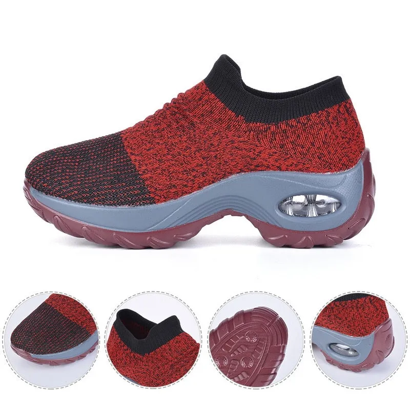 Fashion Breathable Mesh Casual Shoes Platform Sneakers