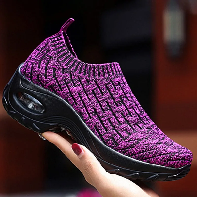 Fashion Breathable Mesh Casual Shoes Platform Sneakers