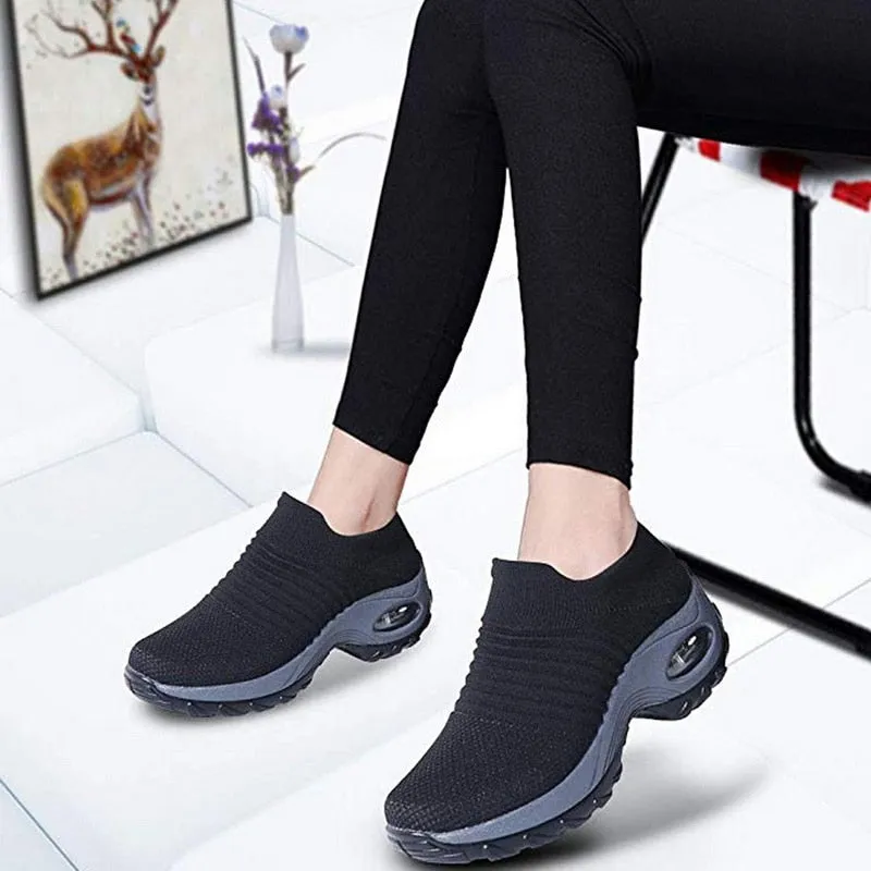 Fashion Breathable Mesh Casual Shoes Platform Sneakers