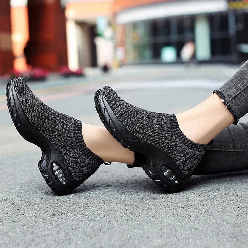 Fashion Breathable Mesh Casual Shoes Platform Sneakers