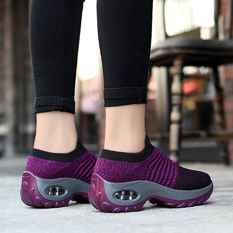 Fashion Breathable Mesh Casual Shoes Platform Sneakers