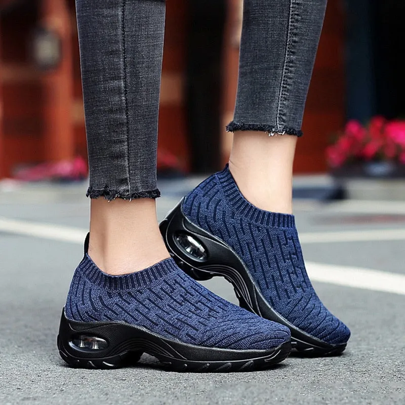 Fashion Breathable Mesh Casual Shoes Platform Sneakers