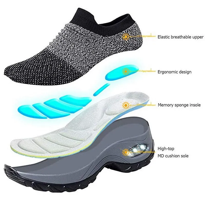 Fashion Breathable Mesh Casual Shoes Platform Sneakers